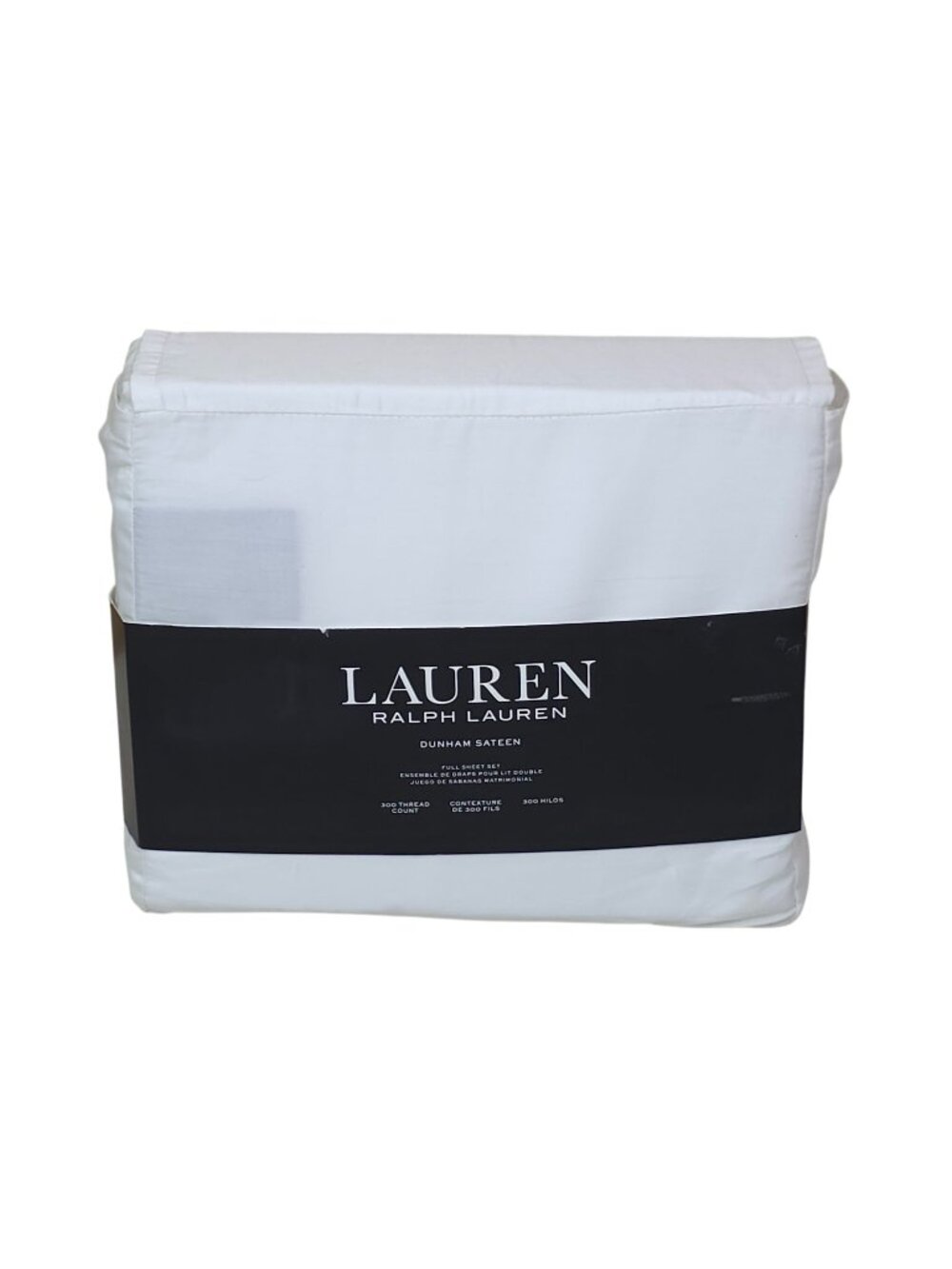 Lauren Ralph Lauren Dunham Sateen Full Sheet Set White 300 Thread Count Cotton